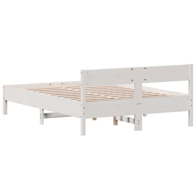 Bed Frame with Headboard White 140x200 cm Solid Wood Pine