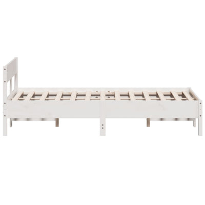 Bed Frame with Headboard White 120x200 cm Solid Wood Pine