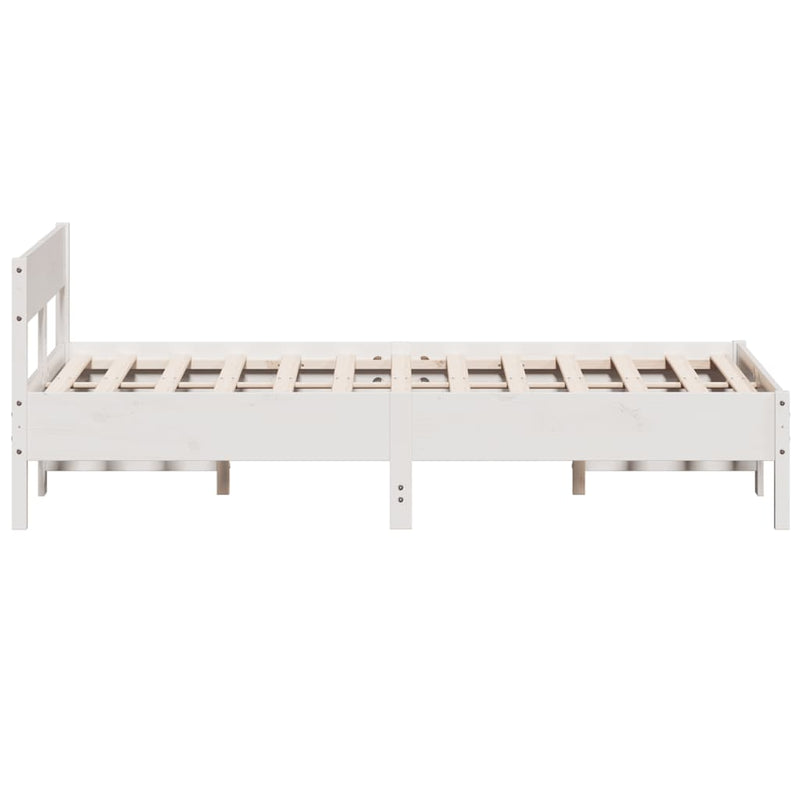 Bed Frame with Headboard White 120x200 cm Solid Wood Pine