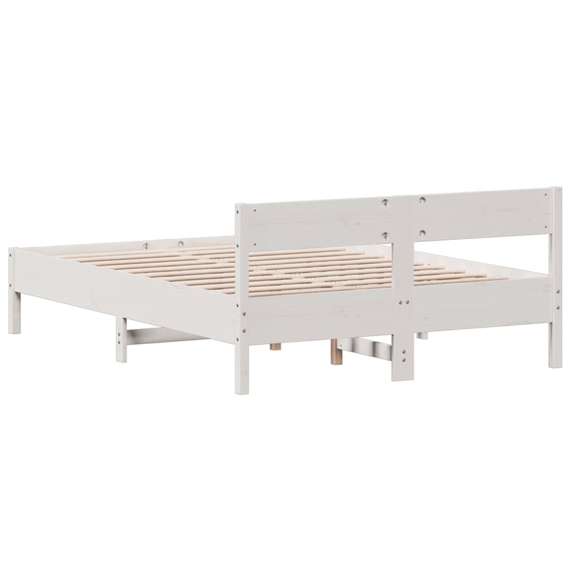 Bed Frame with Headboard White 120x200 cm Solid Wood Pine