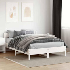 Bed Frame without Mattress Solid Wood Pine Length White