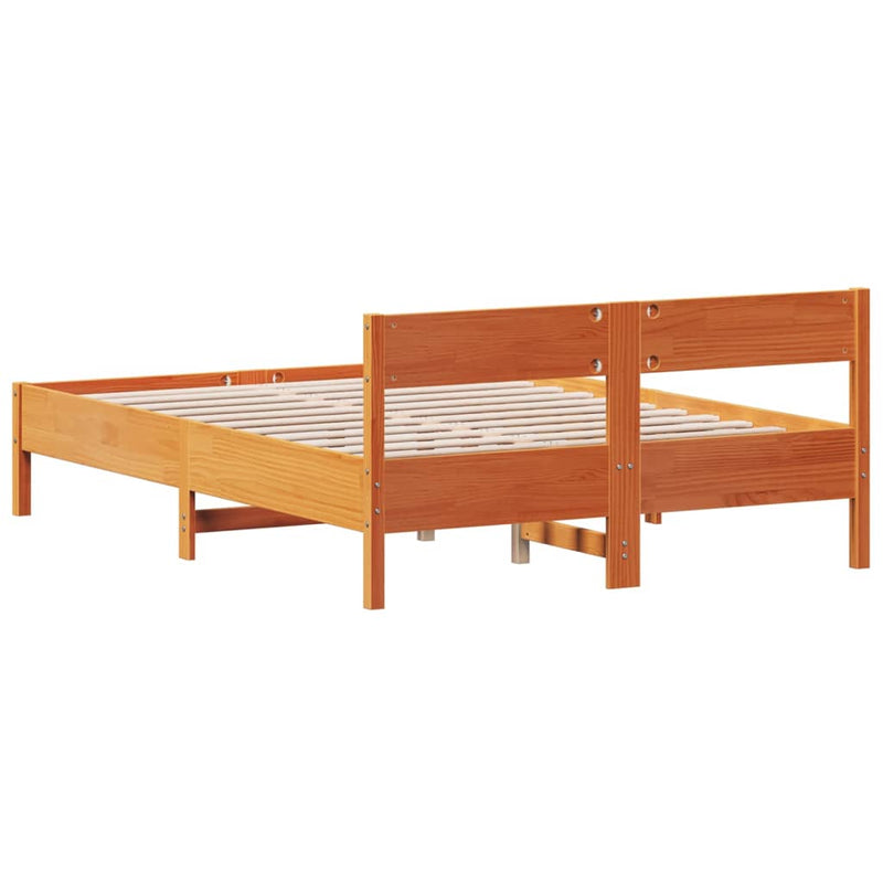 Bed Frame with Headboard Wax Brown 120x200 cm Solid Wood Pine