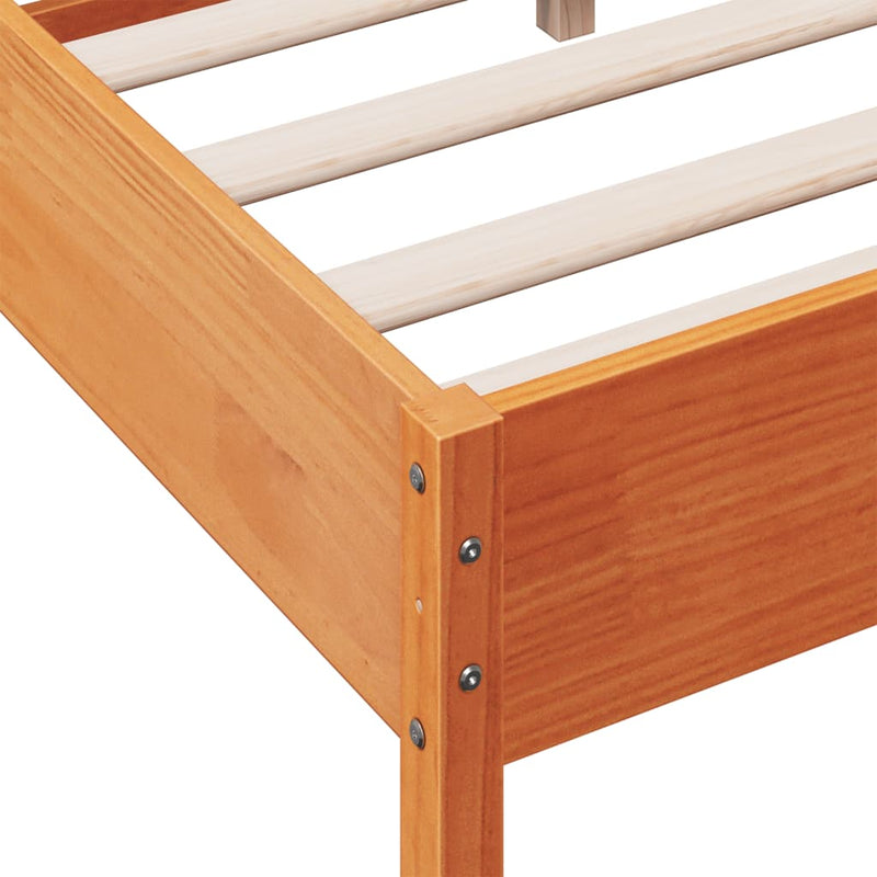 Bed Frame with Headboard Wax Brown 120x200 cm Solid Wood Pine