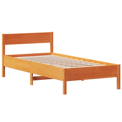 Bed Frame with Headboard Wax Brown 100x200 cm Solid Wood Pine