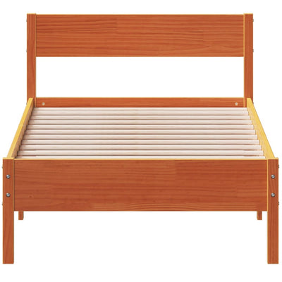 Bed Frame with Headboard Wax Brown 100x200 cm Solid Wood Pine