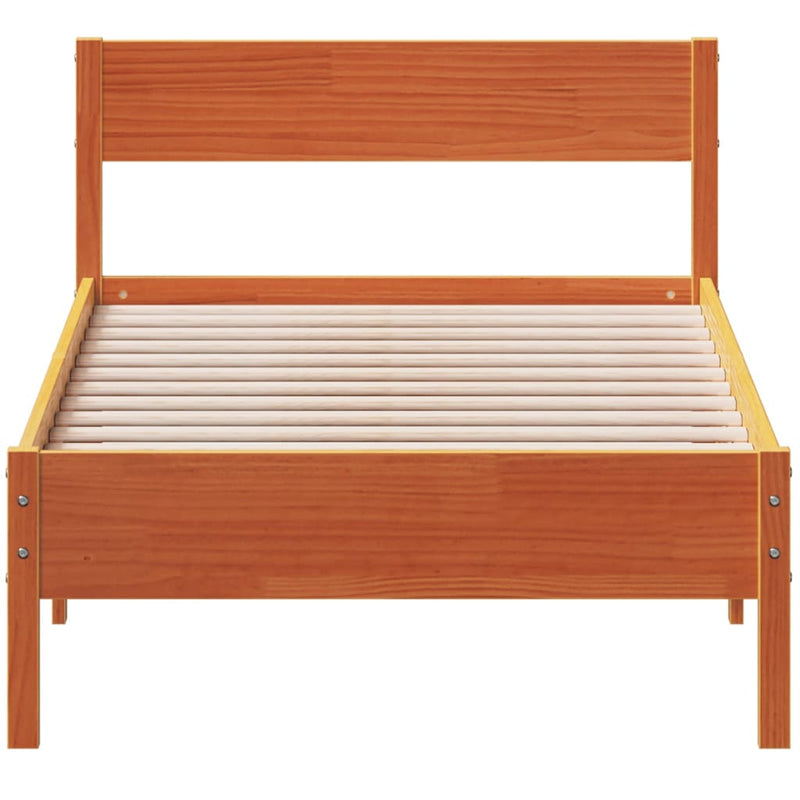 Bed Frame with Headboard Wax Brown 100x200 cm Solid Wood Pine