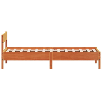 Bed Frame with Headboard Wax Brown 100x200 cm Solid Wood Pine