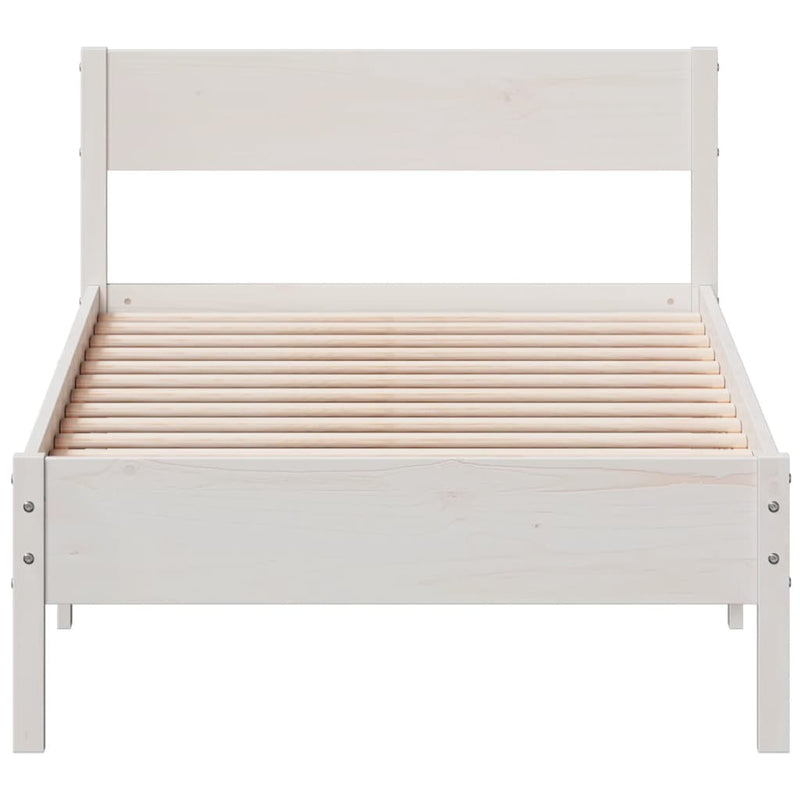 Bed Frame with Headboard White 90x200 cm Solid Wood Pine