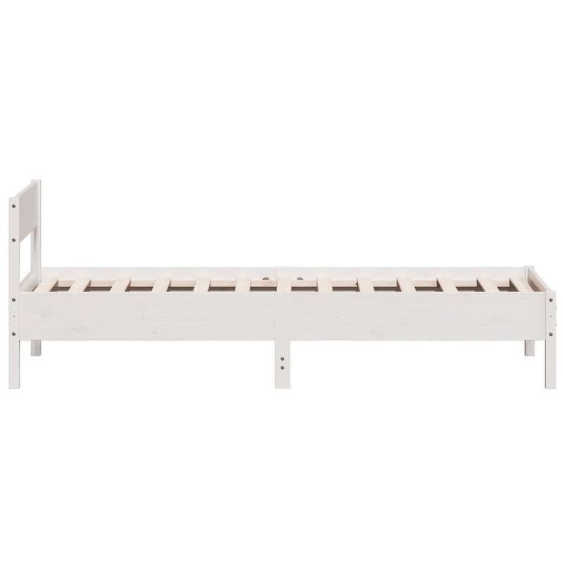 Bed Frame with Headboard White 90x200 cm Solid Wood Pine