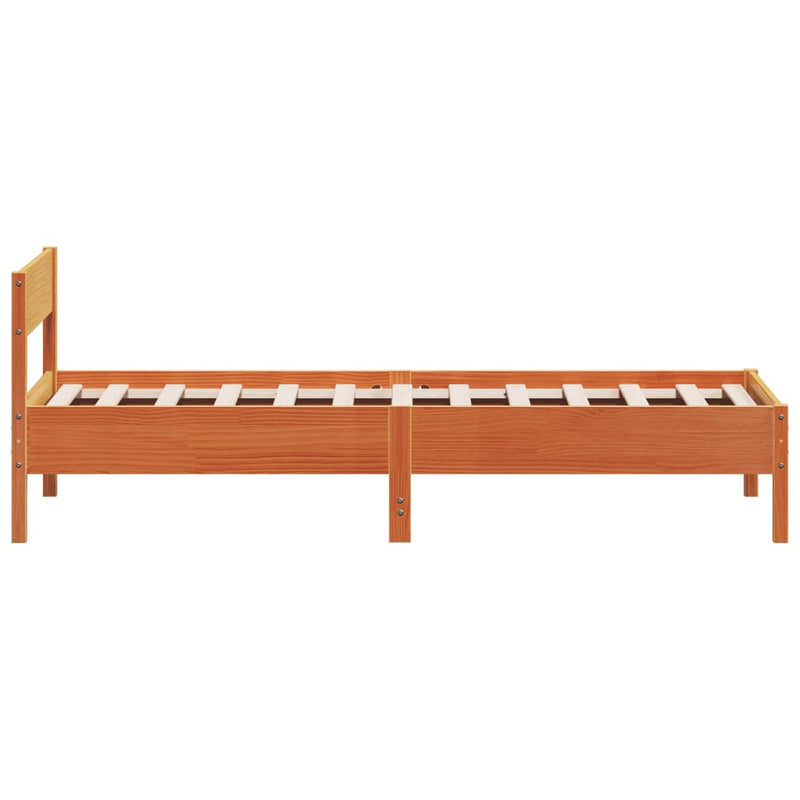 Bed Frame with Headboard Wax Brown 90x200 cm Solid Wood Pine