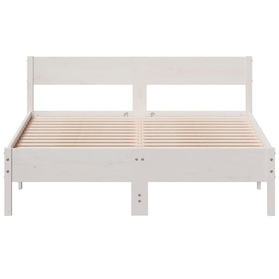 Bed Frame with Headboard White 140x190 cm Solid Wood Pine