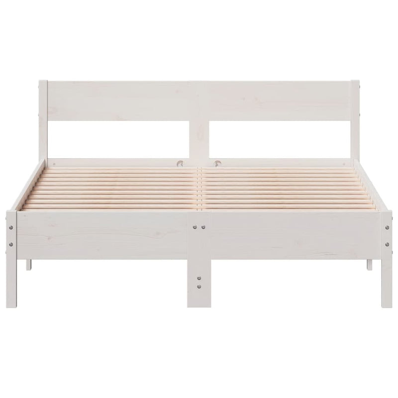 Bed Frame with Headboard White 140x190 cm Solid Wood Pine