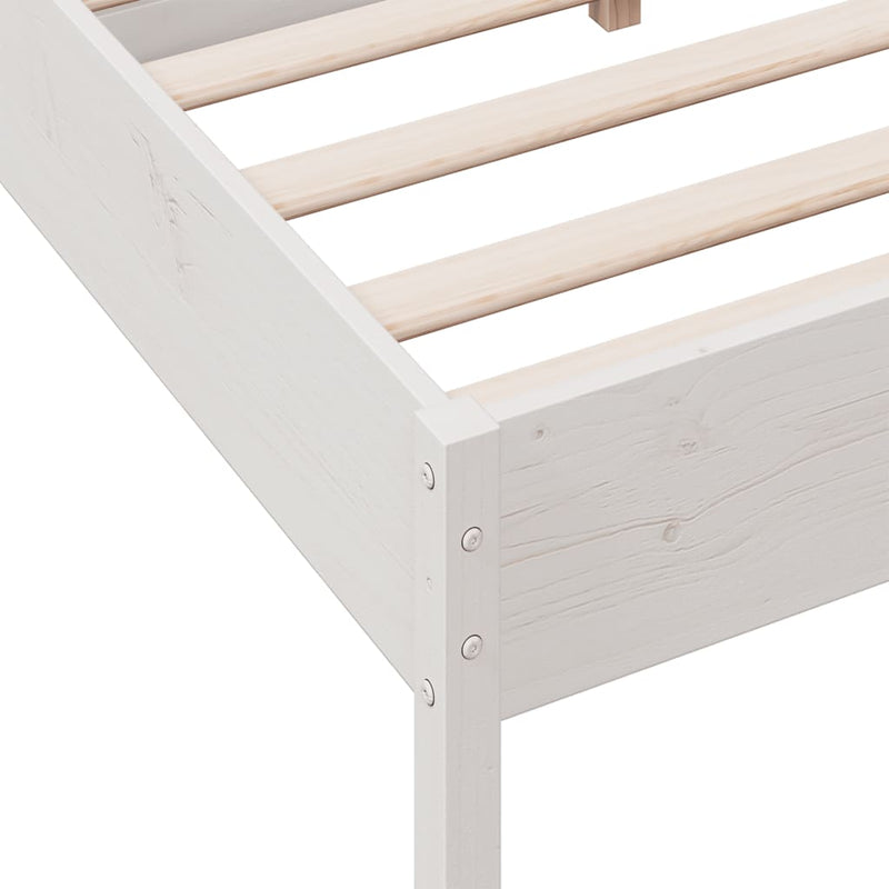 Bed Frame with Headboard White 140x190 cm Solid Wood Pine