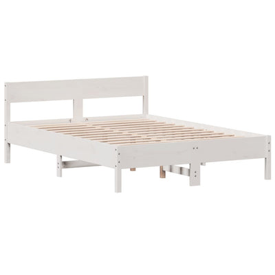 Bed Frame with Headboard White 135x190 cm Double Solid Wood Pine