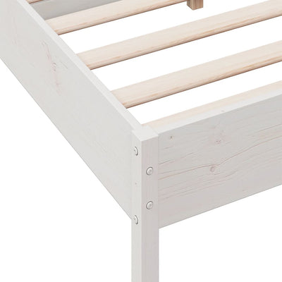 Bed Frame with Headboard White 135x190 cm Double Solid Wood Pine