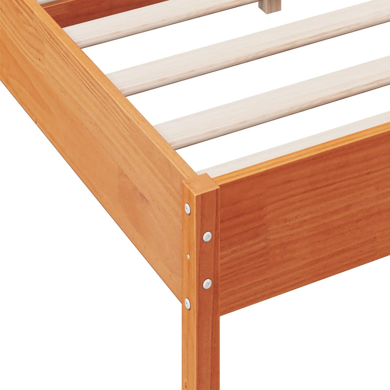 Bed Frame with Headboard Wax Brown 135x190 cm Double Solid Wood Pine