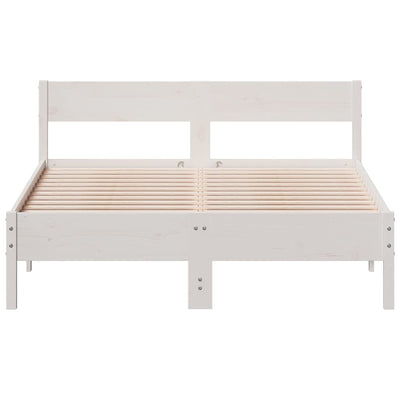 Bed Frame with Headboard White 120x190 cm Small Double Solid Wood Pine