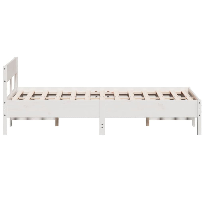 Bed Frame with Headboard White 120x190 cm Small Double Solid Wood Pine