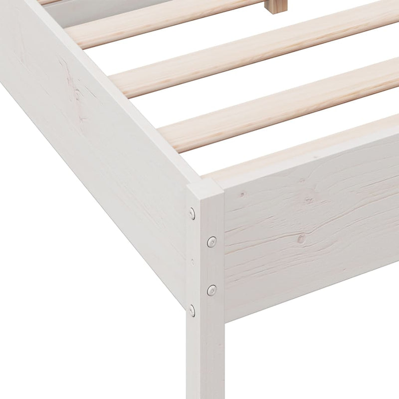 Bed Frame with Headboard White 120x190 cm Small Double Solid Wood Pine