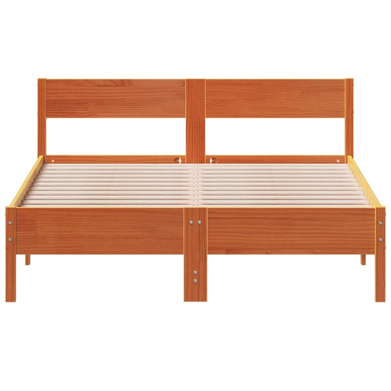 Bed Frame with Headboard Wax Brown 120x190 cm Small Double Solid Wood Pine