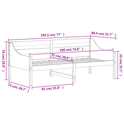 Day Bed Wax Brown 75x190 cm Solid Wood Pine