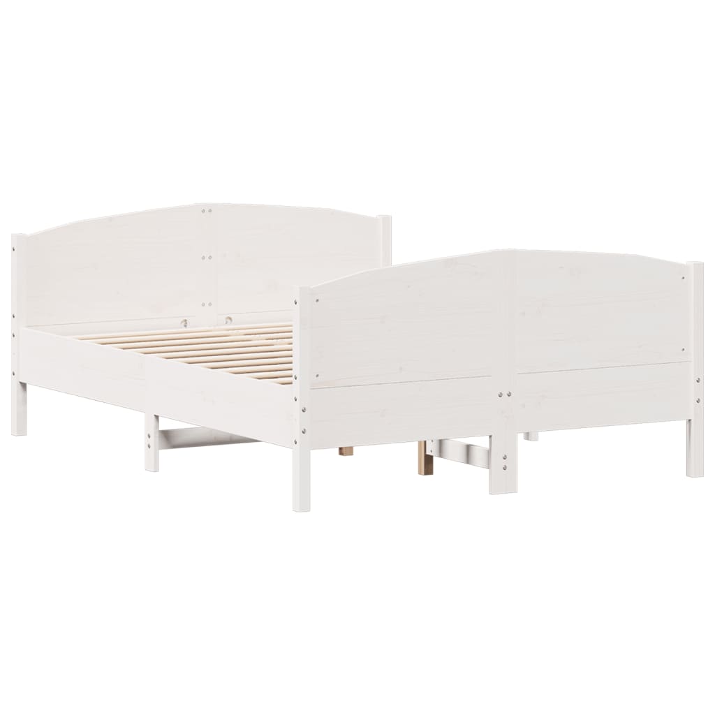 Bed Frame without Mattress Solid Wood Pine Length 200 cm White 160 cm