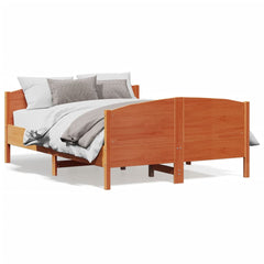 vidaXL Bed Frame without Mattress Wax Brown 160x200 cm Solid Wood Pine 2