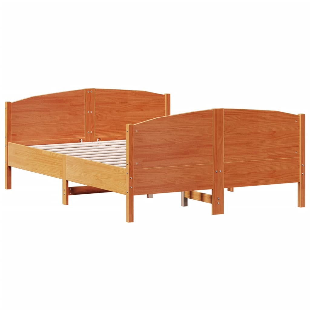 vidaXL Bed Frame without Mattress Wax Brown 160x200 cm Solid Wood Pine 3