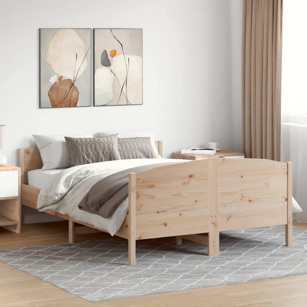 Bed Frame without Mattress Solid Wood Pine Length Natural