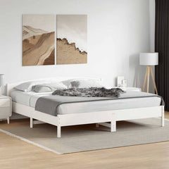 Bed Frame without Mattress Solid Wood Pine Length 200 cm White 180 cm