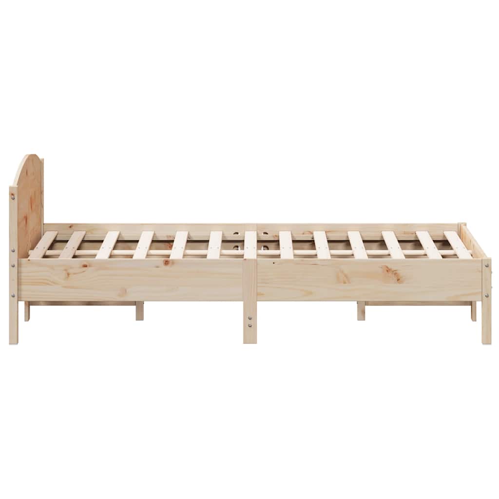 Bed Frame without Mattress Solid Wood Pine Length 200 cm Natural 160 cm