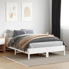 Bed Frame without Mattress Solid Wood Pine Length 200 cm White 160 cm