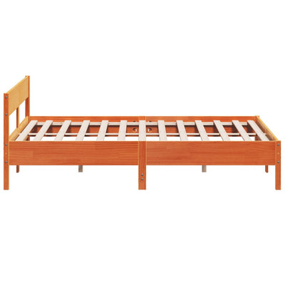 Bed Frame with Headboard Wax Brown 200x200 cm Solid Wood Pine