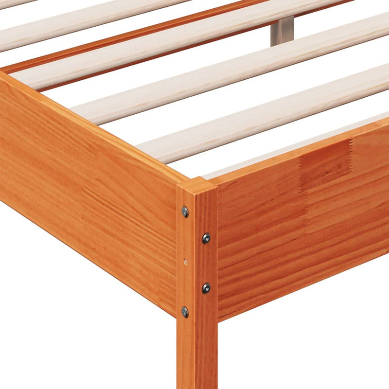 Bed Frame with Headboard Wax Brown 200x200 cm Solid Wood Pine