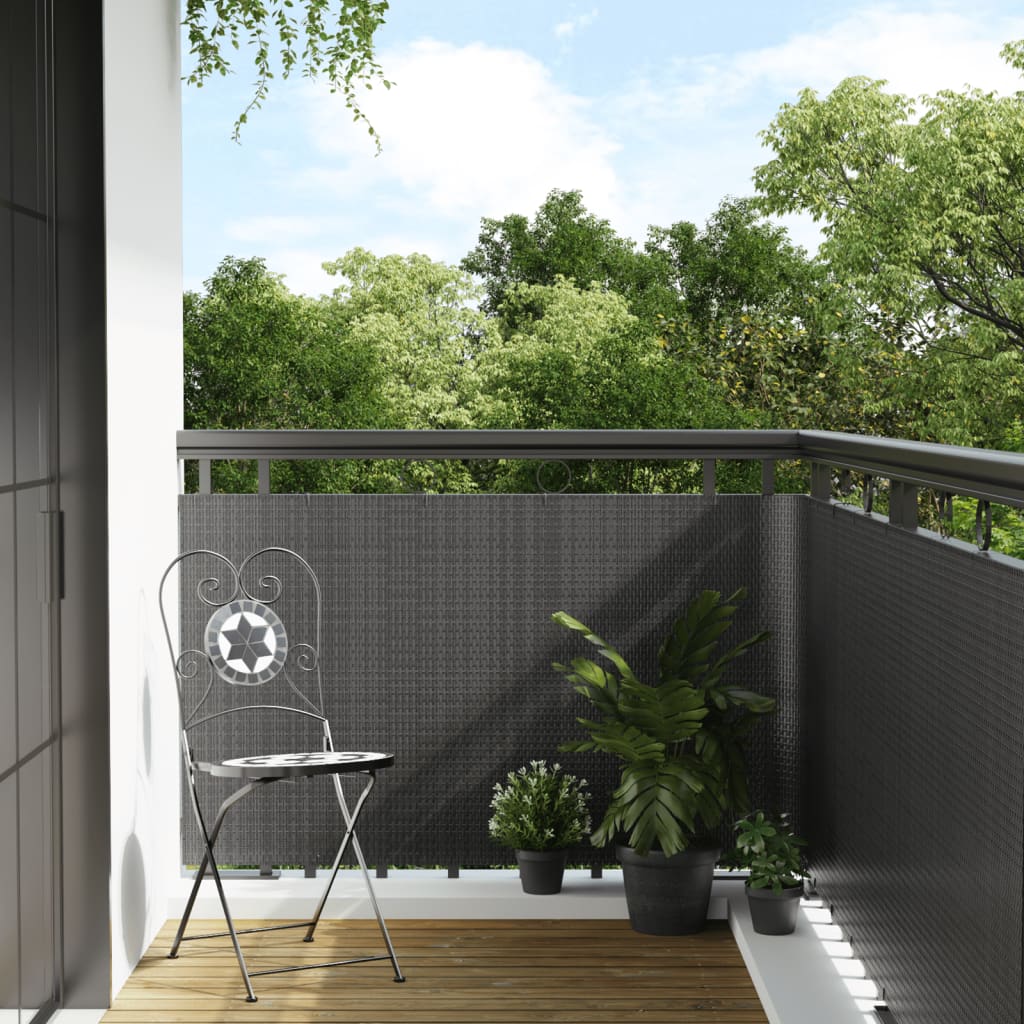 vidaXL Balcony Screen Anthracite 300x80 cm Poly Rattan 1