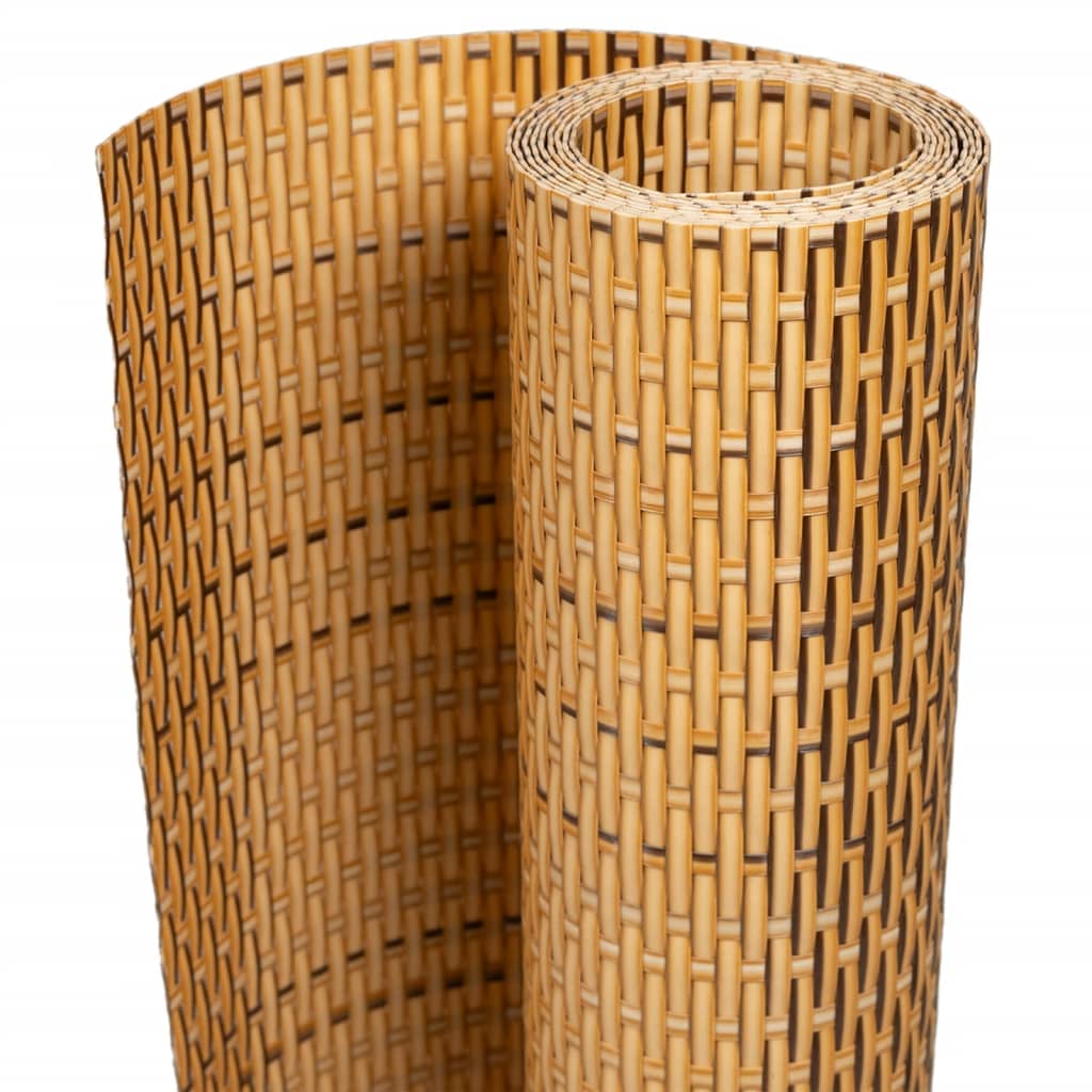 vidaXL Balcony Screen Light Brown 600x90 cm Poly Rattan 2
