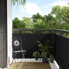 vidaXL Balcony Screen Black 500x100 cm Poly Rattan 1