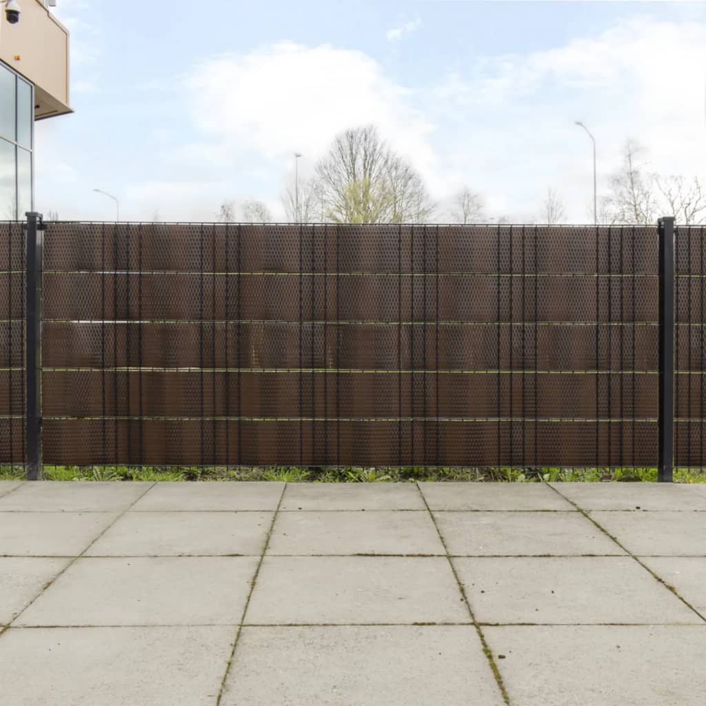 vidaXL Balcony Screens 10 pcs Brown and Black 255x19 cm Poly Rattan 1