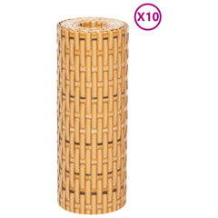 vidaXL Balcony Screens 10 pcs Light Brown 255x19 cm Poly Rattan 3