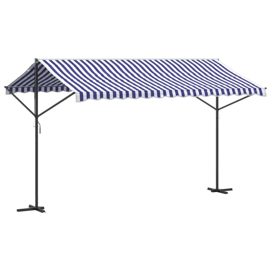 vidaXL Free Standing Awning Blue and White 400x300 cm Fabric and Steel 2