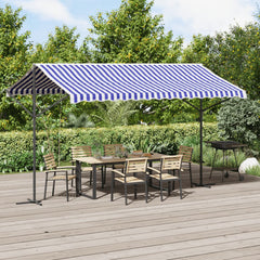 vidaXL Free Standing Awning Blue and White 400x300 cm Fabric and Steel 1