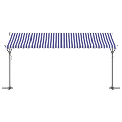 vidaXL Free Standing Awning Blue and White 500x300 cm Fabric and Steel 3