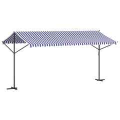 vidaXL Free Standing Awning Blue and White 500x300 cm Fabric and Steel 5