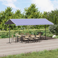 vidaXL Free Standing Awning Blue and White 500x300 cm Fabric and Steel 1
