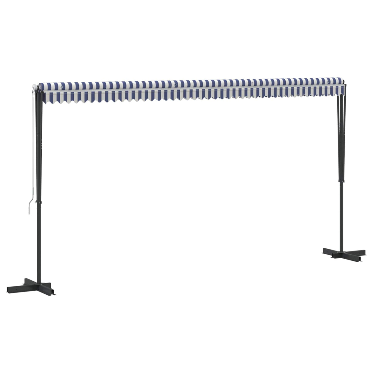 Free Standing Awning Polyester Blue and white 5 x 3 m with anthracite frame