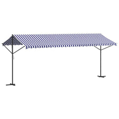 vidaXL Free Standing Awning Blue and White 600x300 cm Fabric and Steel 2