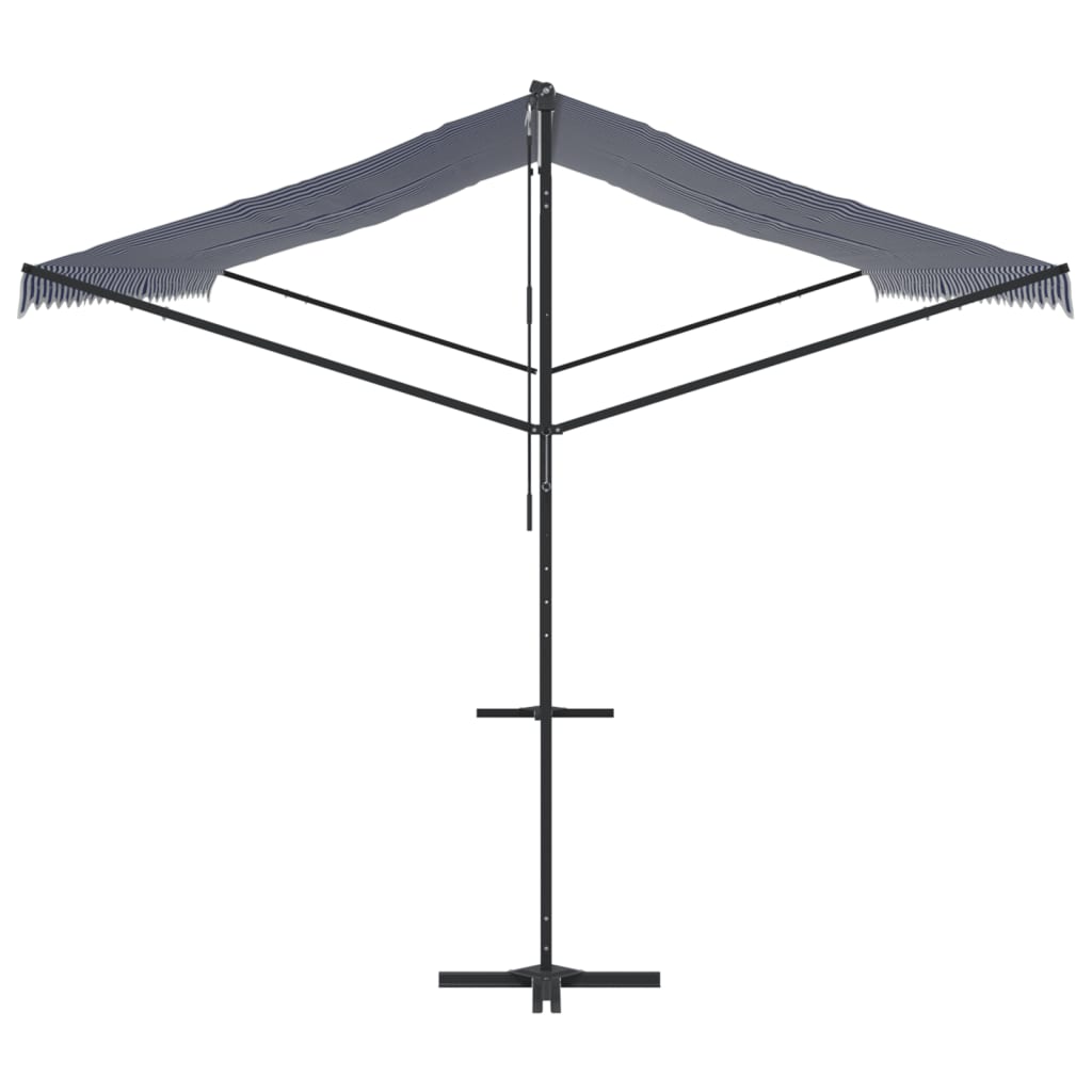 vidaXL Free Standing Awning Blue and White 600x300 cm Fabric and Steel 4