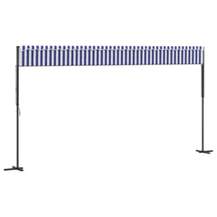 vidaXL Free Standing Awning Blue and White 600x300 cm Fabric and Steel 6
