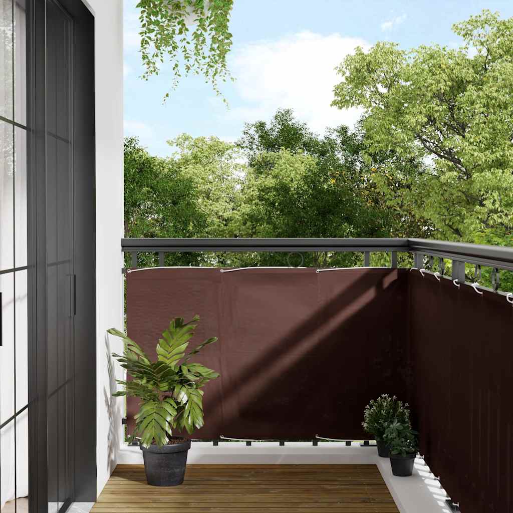vidaXL Balcony Screen Brown 90x800 cm 100% Polyester Oxford 1