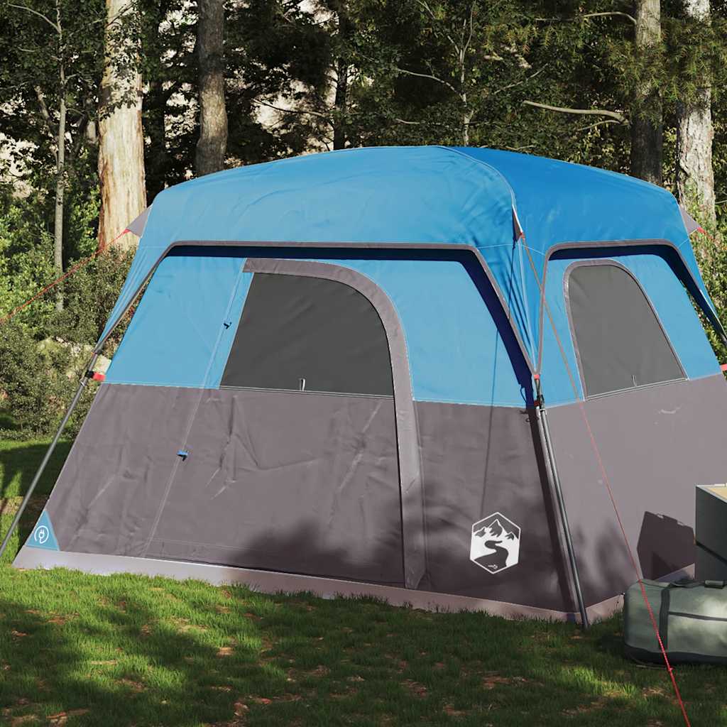 Family Tent Cabin Waterproof Blue 4-person